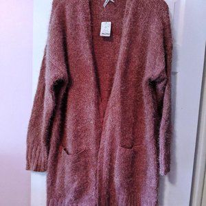 Mudd Mauve Juniors Long Cardigan w/ 2 Pockets 1XL